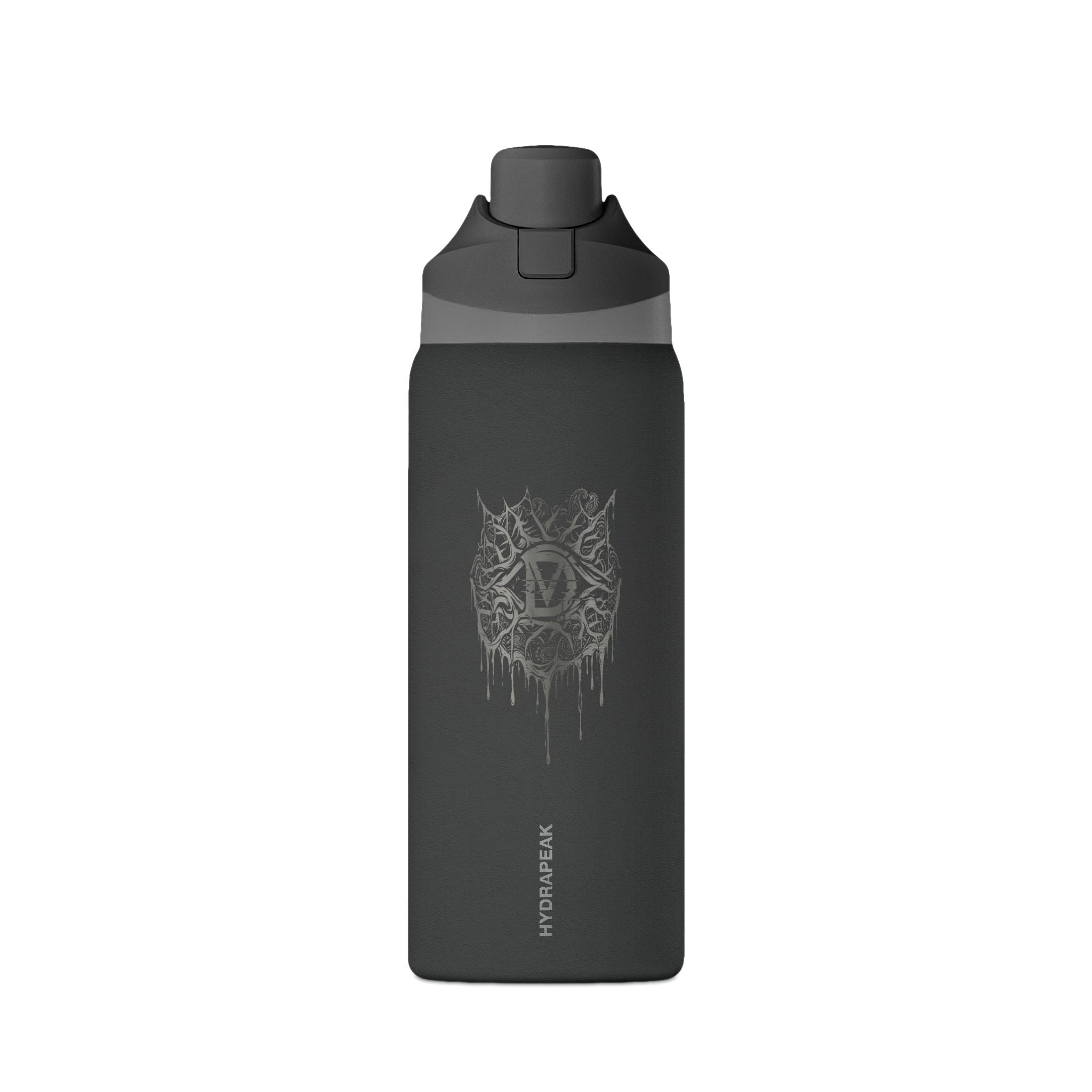 Insulated Water Bottle — 32oz Matte Black with Dripping Skull Logo